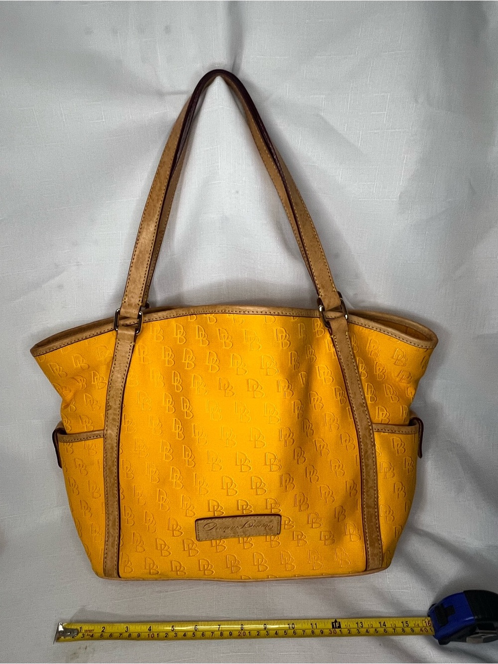 Dooney & Bourke Yellow Tote with Tan Trim